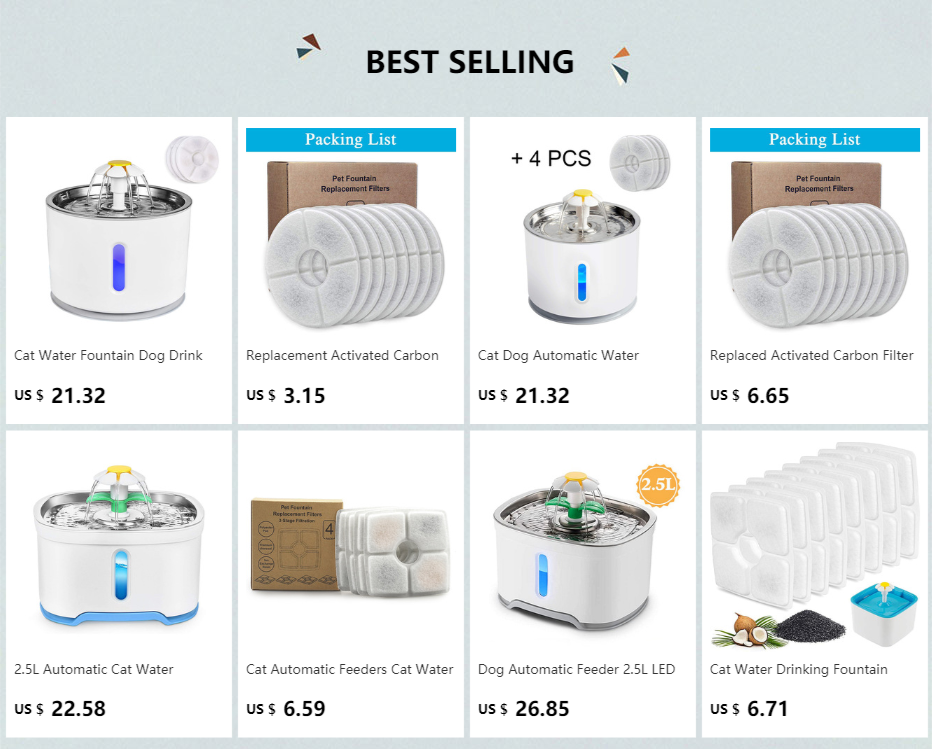 Cat Water Fountain Dog Drink Bowl Active Carbon Filter Automatic Pet Drinking Electric Dispenser Bowls Cats Drinker USB Powered